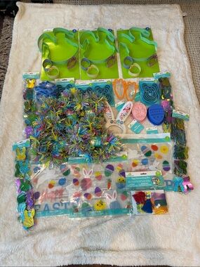 Lot of Easter Cookie Cutters Gel Clings Garland